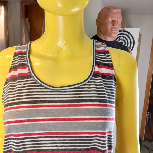 women tank top my style medium open in the back used stripes - Picture 2 of 12